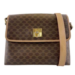 セリーヌ マカダム PVC レザー ブラウン ショルダーバッグ