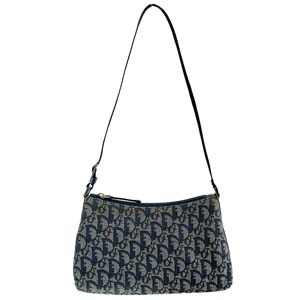 ディオール トロッター キャンバス レザー ネイビー ショルダーバッグ