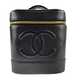 シャネル キャビアスキン ブラック バニティバッグ