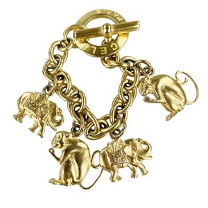 セリーヌ ゴールドメッキ 象 猿 モチーフ ゴールド ブレスレット