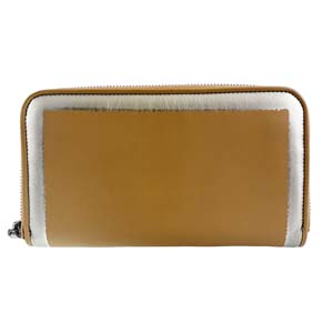 ボッテガ・ヴェネタ レザー ブラウン ラウンドファスナー 長財布