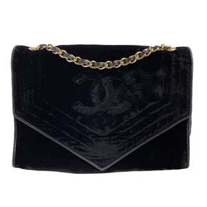 シャネル ベロア ブラック ショルダーバッグ