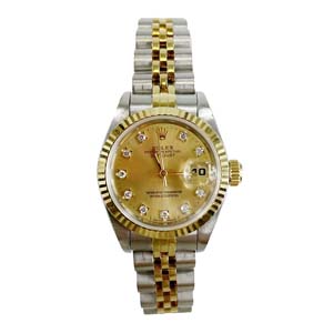 ロレックス デイトジャスト オイスターパーペチュアル 10Pダイヤ シャンパン ステンレス 腕時計