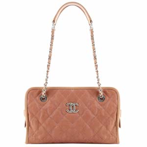 シャネル フレンチリビエラ マトラッセ ソフトキャビアスキン ベージュ ショルダーバッグ