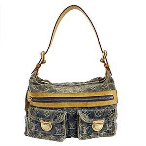 ルイ・ヴィトン モノグラム デニム バギーPＭ ブルー ショルダーバッグ