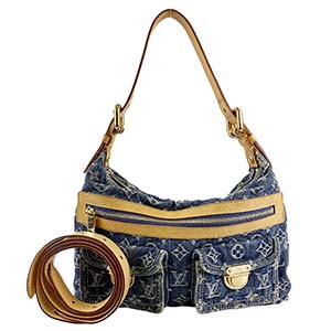 ルイ・ヴィトン モノグラム デニム バギーPＭ ブルー ショルダーバッグ