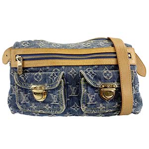 ルイ・ヴィトン モノグラム デニム バギーPＭ ブルー ショルダーバッグ