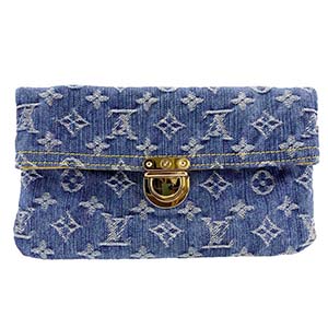 ルイ・ヴィトン モノグラム デニム ポシェット プラット ブルー クラッチバッグ