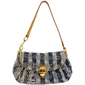 ルイ・ヴィトン モノグラム デニム ミニプリーティ レイエ ブルー ショルダーバッグ