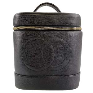 シャネル キャビアスキン ブラック バニティバッグ