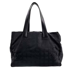 シャネル ニュートラベルライン ナイロンジャガード ブラック トートバッグ