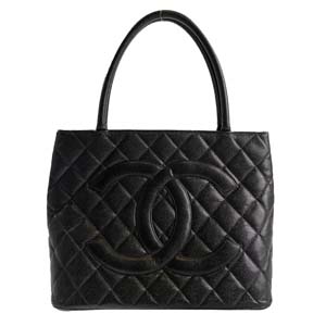 シャネル 復刻トート マトラッセ キャビアスキン ブラック トートバッグ