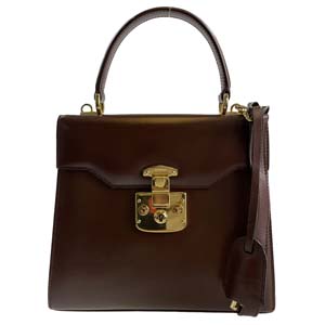 グッチ レディロック レザー ブラウン 2WAY ハンドバッグ