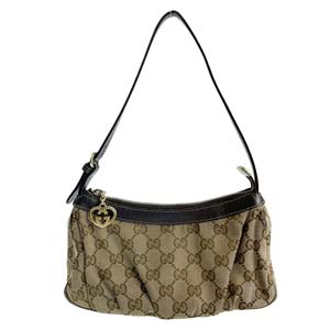 グッチ GGキャンバス キャンバス レザー ベージュ ブラウン アクセサリーポーチ