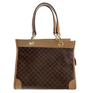 セリーヌ マカダム PVC レザー ブラウン トートバッグ