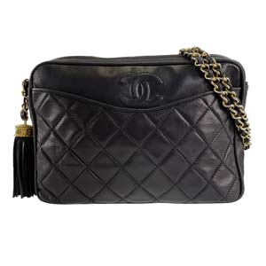シャネル マトラッセ ラムスキン タッセル ブラック ショルダーバッグ