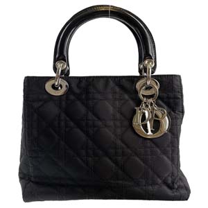 ディオール レディディオール カナージュ ミディアム ナイロン パテント ブラック ハンドバッグ