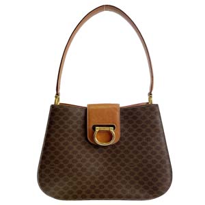 セリーヌ マカダム ガンチーニ PVC レザー ブラウン ショルダーバッグ