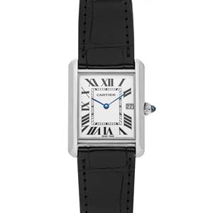 カルティエ タンク ルイ カルティエ K18 ホワイトゴールド レザー シルバー W1540956 腕時計