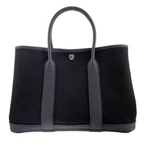 エルメス ガーデンパーティTPM キャンバス レザー ブラック トートバッグ