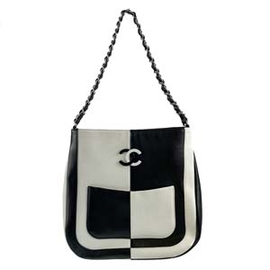 シャネル バイカラー ラムスキン ブラック ホワイト ショルダーバッグ 