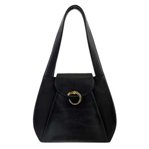 カルティエ パンテール レザー ブラック ショルダーバッグ