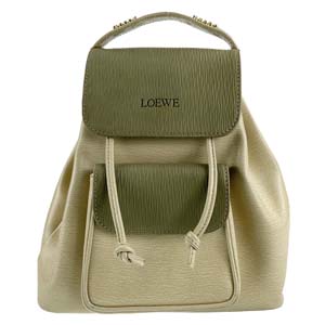 ロエベ ベラスケス レザー グリーン アイボリー バックパック リュック