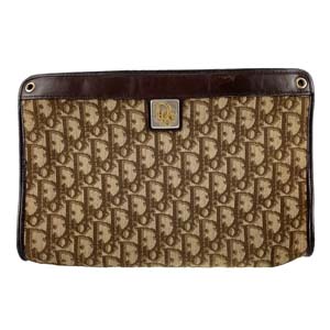 ディオール トロッター キャンバス レザー ブラウン セカンドバッグ