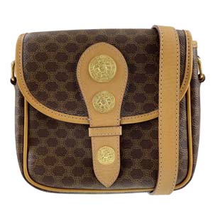 セリーヌ マカダム PVC レザー ブラウン ショルダーバッグ