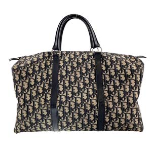 ディオール トロッター キャンバス レザー ネイビー ベージュ ボストンバッグ