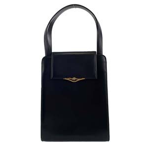 カルティエ サファイアライン レザー ブラック ハンドバッグ