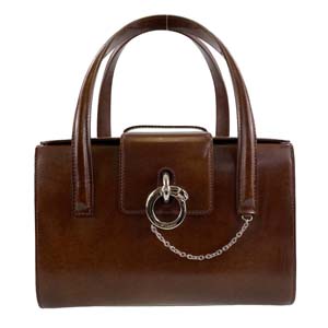 カルティエ パンテール レザー ブラウン ハンドバッグ