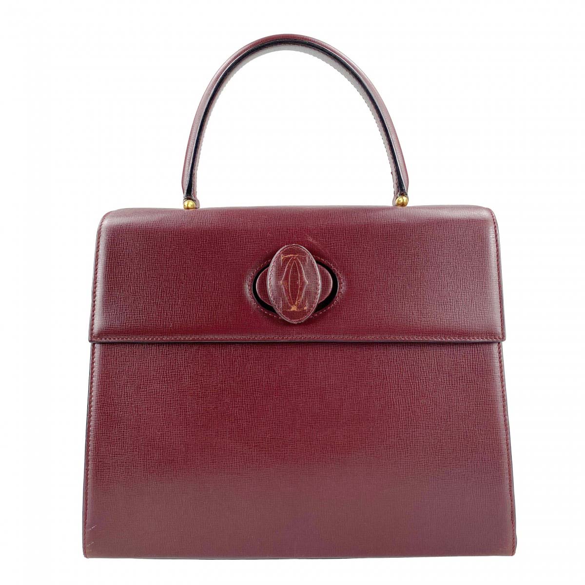 カルティエ マストライン レザー ボルドー ハンドバッグ