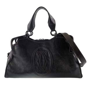 カルティエ マルチェロ ドゥ カルティエ レザー ブラック 2WAY トートバッグ