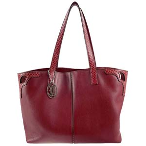 カルティエ マルチェロ ドゥ カルティエ レザー レザー ボルドー トートバッグ