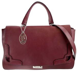 カルティエ マルチェロ ドゥ カルティエ  サッチェル レザー レザー ボルドー 2WAY ハンドバッグ