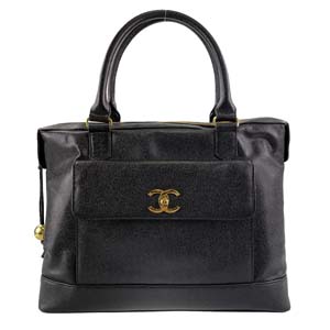 シャネル キャビアスキン ブラック ハンドバッグ