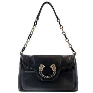 ブルガリ レオ―二 レザー ブラック チェーン ショルダーバッグ