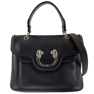 ブルガリ レオ―二 レザー ブラック 2WAY ハンドバッグ