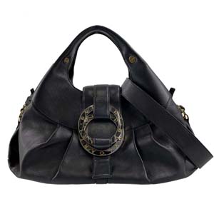 ブルガリ チャンドラ レザー ブラック 2WAY ハンドバッグ