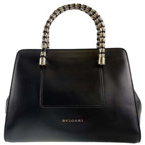 ブルガリ セルペンティ スカリエ レザー ブラック 2WAY ハンドバッグ