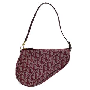 ディオール サドルバッグ トロッター キャンバス レザー ボルドー ハンドバッグ