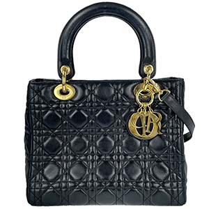 ディオール レディディオール カナージュ ミディアム ラムスキン ブラック 2WAY ハンドバッグ