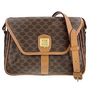 セリーヌ マカダム PVC レザー ブラウン ショルダーバッグ