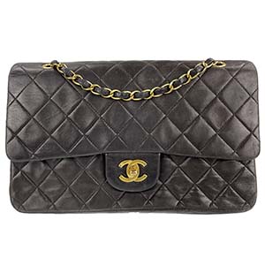 シャネル マトラッセ ラムスキン 25cm ブラック ショルダーバッグ