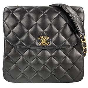 シャネル マトラッセ ラムスキン 22㎝ ブラック ショルダーバッグ
