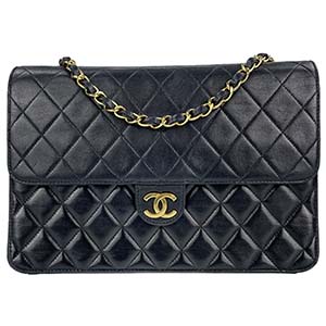 シャネル マトラッセ 25cm ラムスキン ブラック ショルダーバッグ