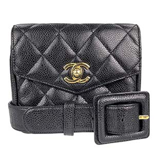 シャネル マトラッセ キャビアスキン ブラック ウエストバッグ