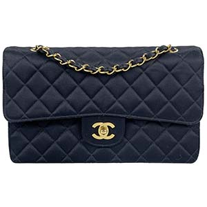 シャネル マトラッセ 25㎝ サテン ブラック ショルダーバッグ