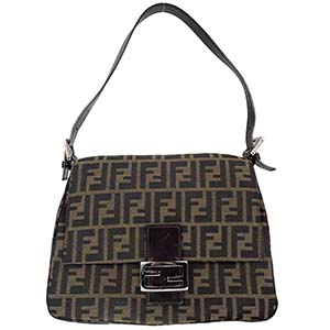 フェンディ マンマバゲット ズッカ キャンバス レザー ブラウン ショルダーバッグ